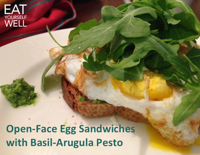 Open-Face Egg Sandwiches with Basil-Arugula Pesto